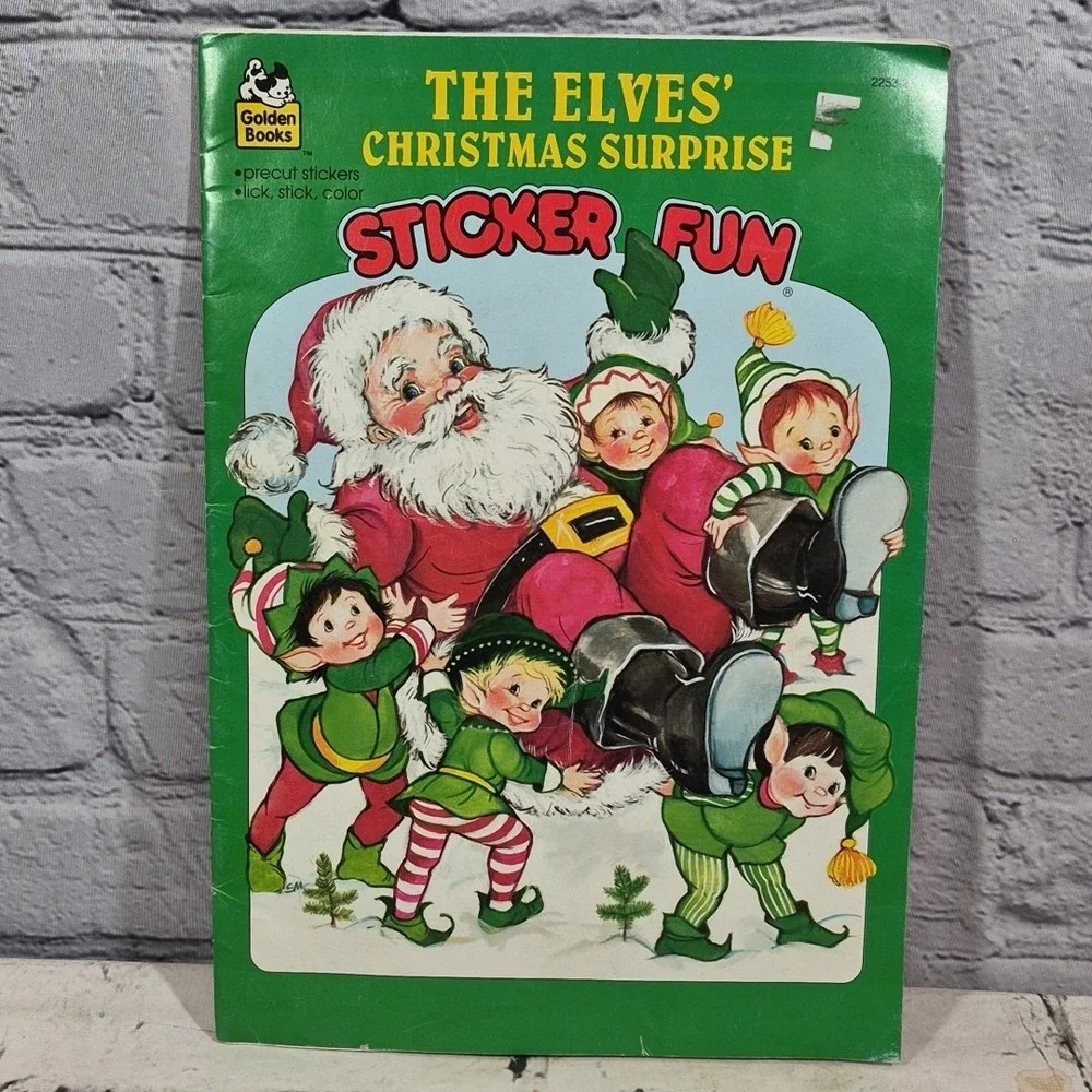 1993 Golden Book The Elves' Christmas Surprise Sticker Fun Book Vintage Coloring